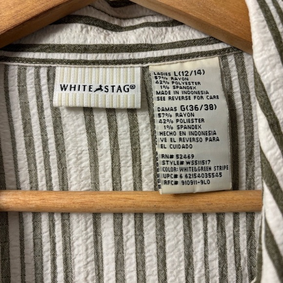 White Stag Women's Black and White Striped Button-Down Shirt - Picture 3 of 3